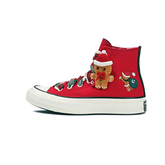 Converse Chuck 70 Hi Christmas 'Gingerbread & Knit Sock' Red A12454C MENS SZ 12 - Picture 13 of 16